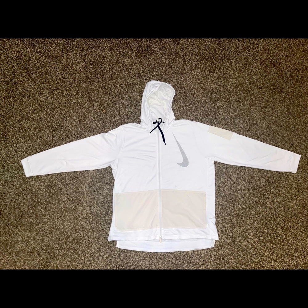 Nike Dri-fit Mens XL full zip white hoodie, good condition with cool detail